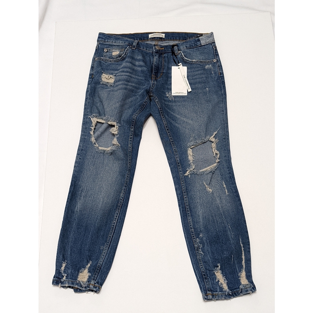 ZARA WOMAN PREMIUM DENIMCOLLECTION THE CIGARETTE - RIPPED JEANS SIZE 6 US